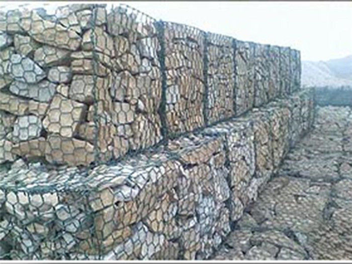 Plastik Dilapisi Twist Gabion Dinding Baskets Anti Korosif Untuk
