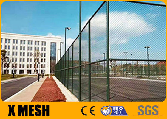 PVC Coated Wire Mesh Diamond Cyclone Chain Link Fence 5.0m Untuk Lapangan Basket