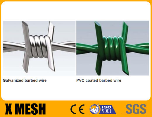 Green PVC dilapisi Barb Wire 1,5cm Barb Panjang Standard Twist Tipe 1200MPa Tensile