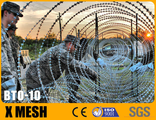 BTO 10 Tipe Razor Wire Dengan Keamanan Berkualitas Tinggi Dengan Hot Galvanized Untuk Bidang iter